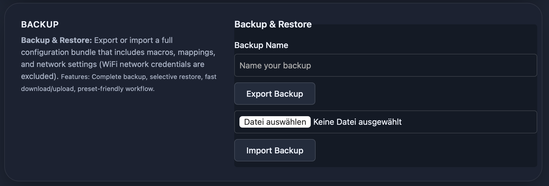 Backup erstellen