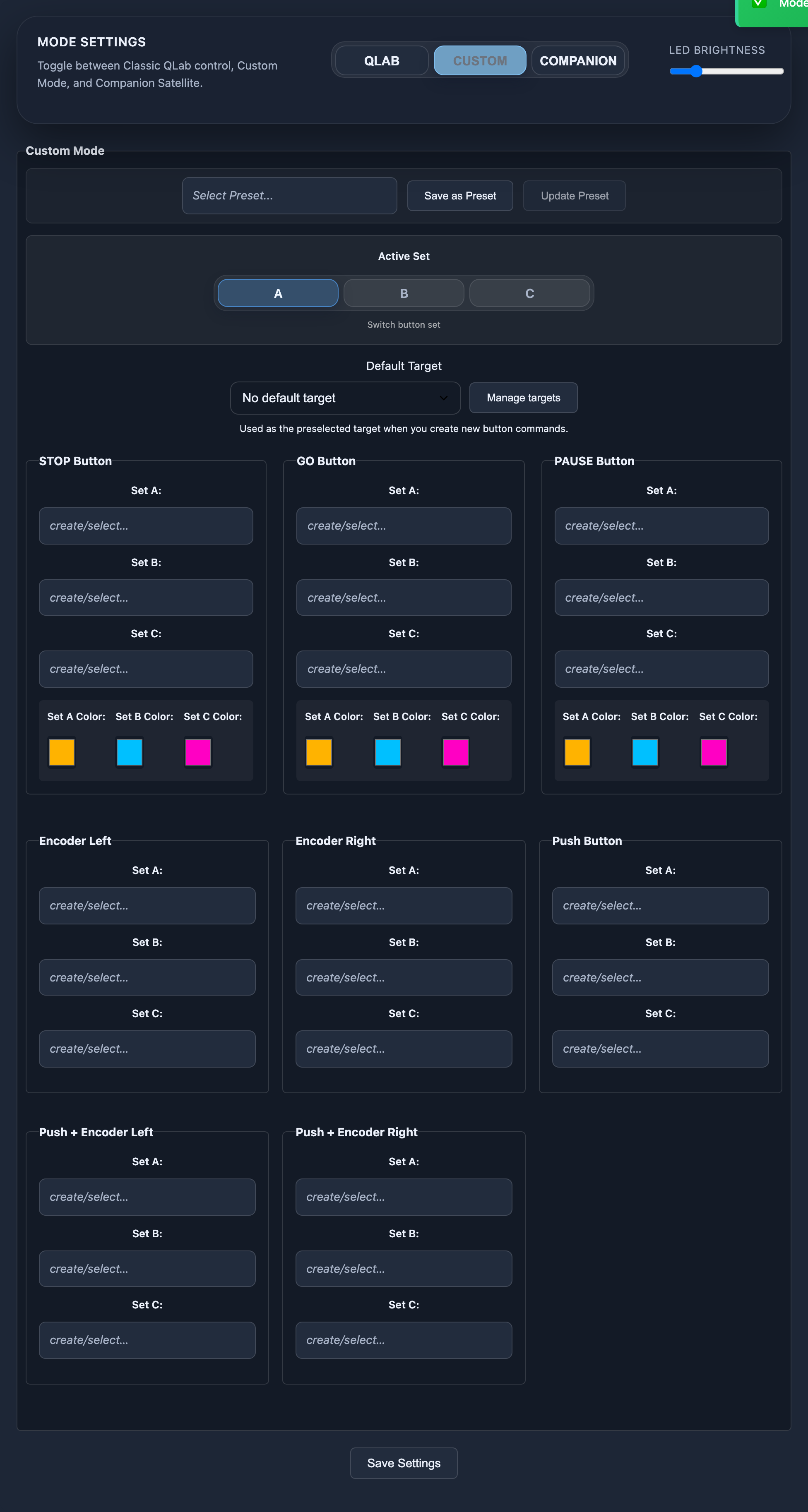Custom Mode Übersicht