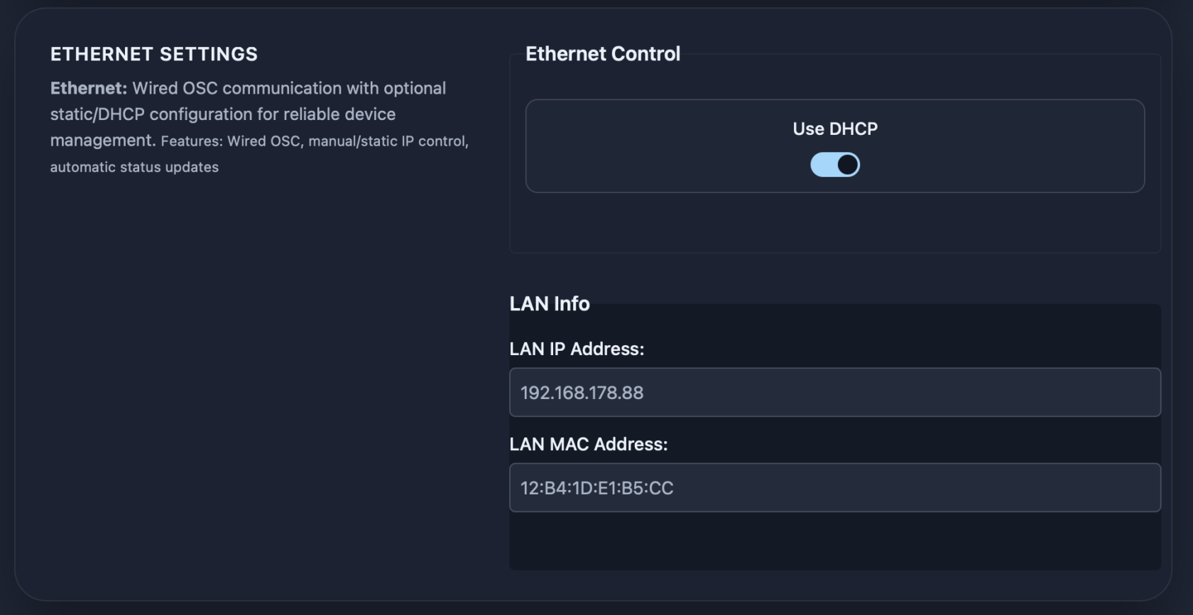 Ethernet-Einstellungen