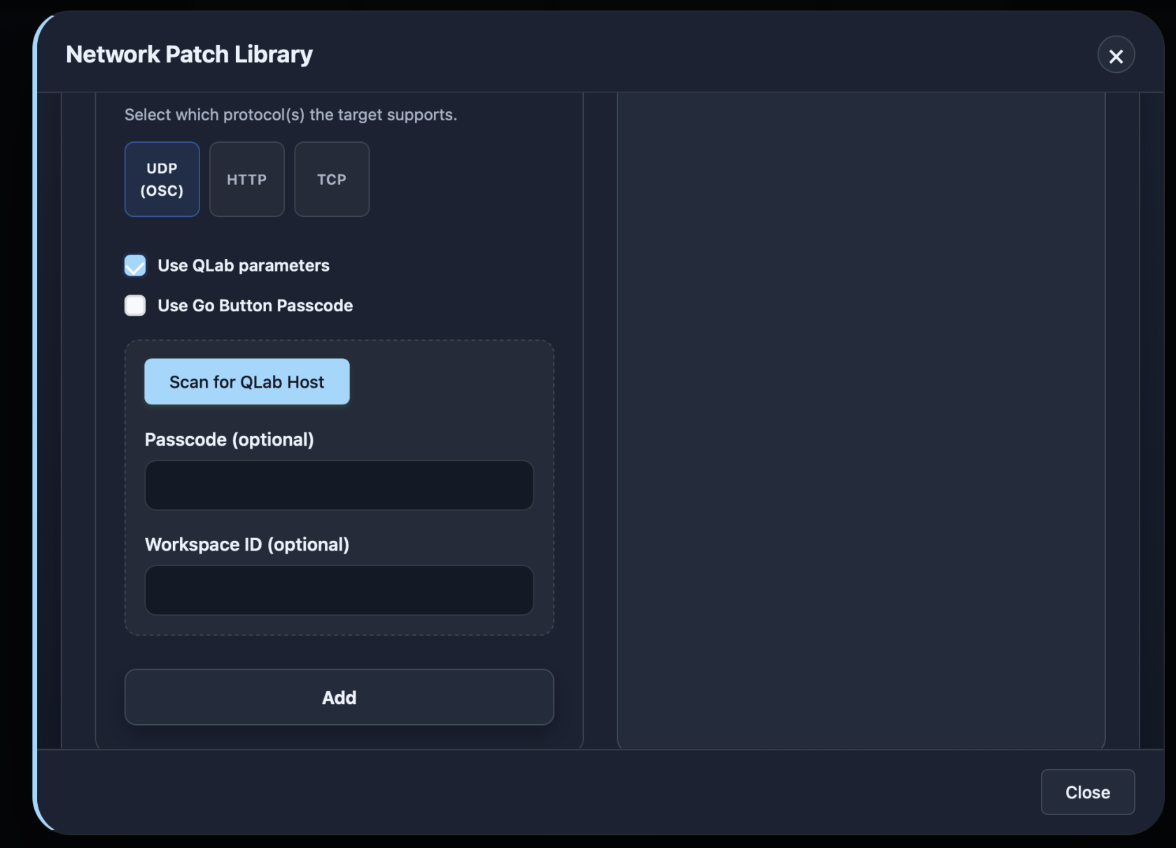 QLab target management