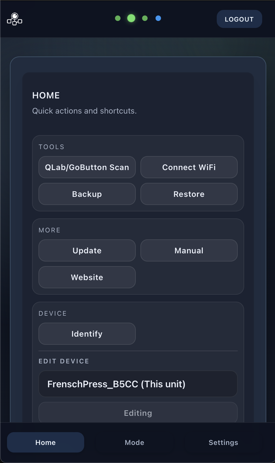 Tools Menu mobile